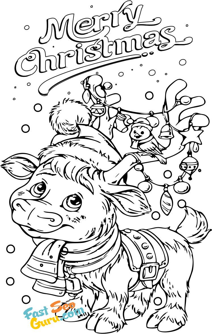 reindeer cute christmas coloring pages